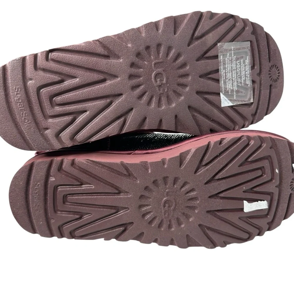 UGG Women's Classic Burgundy Sequin Ultra Mini Mirror Ball Booties. Sz 7